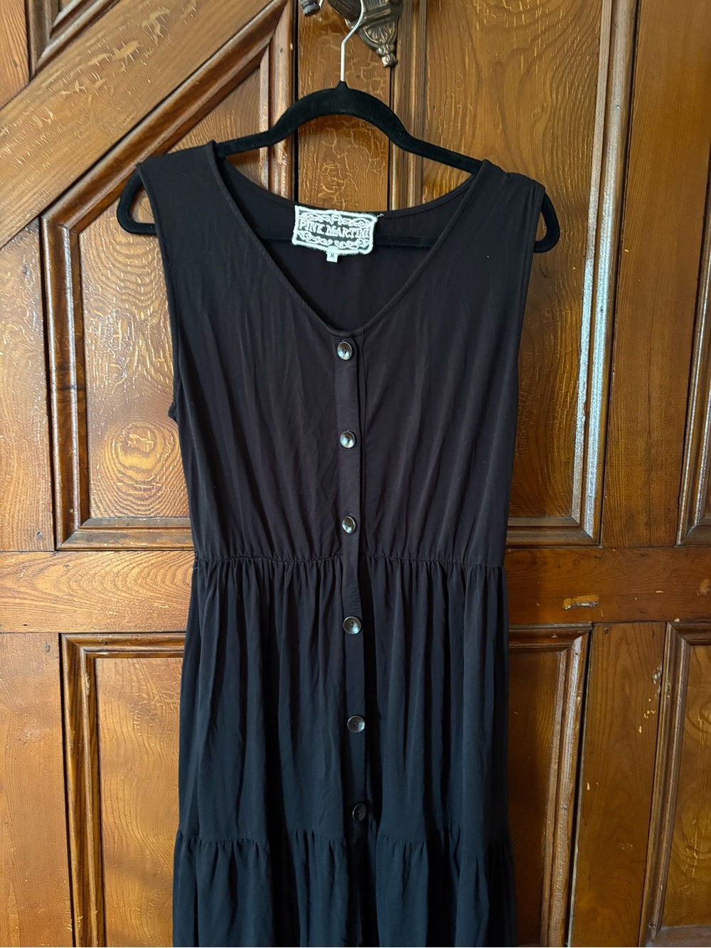 Pink Martini Black Sleeveless Button-Front Dress